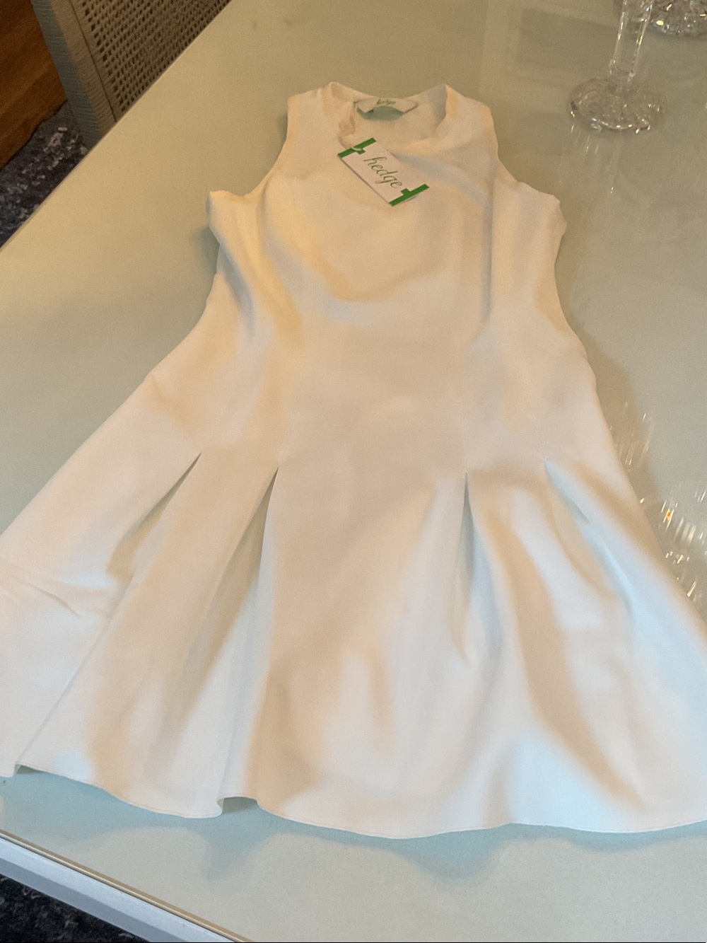 HEDGE White Sleeveless Fit-and-Flare Dress